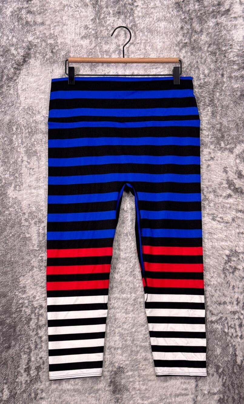 K-DEER Leggings 3XL Womens Susanne Stripe High Rise Cropped Athletic